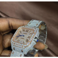 Cartier Chain Fully Iced Roman Numeral Dial Automatic