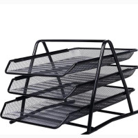 Black Tier Desk Document Letter Tray Organizer Pack of 3