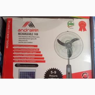Andrakk 18 Rechargeable Stand Fan With USB Port
