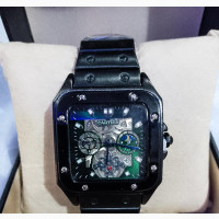 Stylish Black Cartier Wristwatch for Men