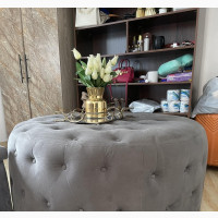 Grey Ottoman Center Pouf