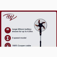 Itel Rechargeable Standing Fan - 16 Inches