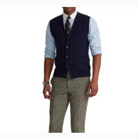 Slim Fit Cable Knit Blend Sweater/Vest (Sleeveless)