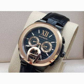 High Quality Aigner Black Dial Leather Watch