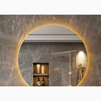 Round Simple Mirror With Lights