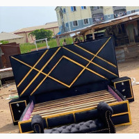 6 / 6 ) Padded Gold Design Bedframe