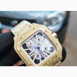 Engraved Skeleton Cartier Wristwatch