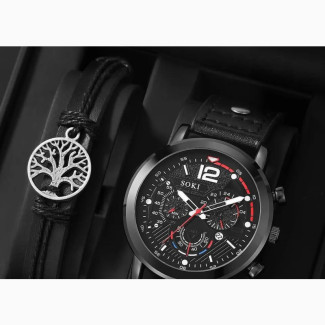 Men#039;s Geneva Watch and Bracelet Combo