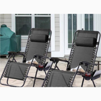 Zero Gravity Foldable Lounge Chair Recliner W/Pillow 2pcs