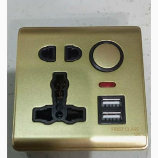High Quality UK Soft Touch Socket With USB Gold Colour