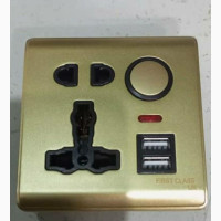 High Quality UK Soft Touch Socket With USB Gold Colour