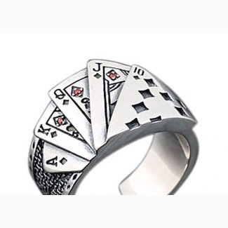 Vintage Zirconia Playing Card Ring - Stylish Men#039;s Jewelry