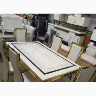 Gold Dinning Table Set for Six Seaters - Brand New