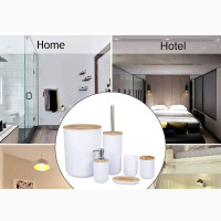 Bathroom Accessories Set Bamboo Plastic