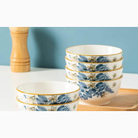 6pcs Simple Style Ceramic Bowl Plate I-001