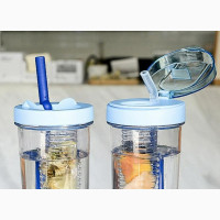 Clear Water Bottle With Straw, Lid and Filter
