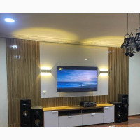 Home Interiors Full Wall Cladding With TV Shelf