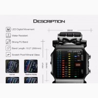 Men#039;s Square Style LED Digital Watch Binary Wrist