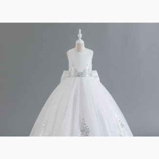 White Embellished With Silver Design Ball Dress
