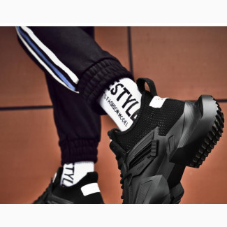Men#039;s Classic Thick Soled Black Sneakers