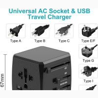 Universal Traveler Adapter With 4 USB Port 2 Type C