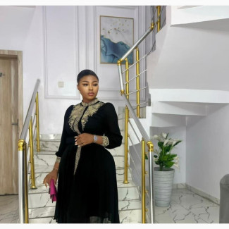 Black Women#039;s Midi Gown Dress - Classic and Elegant