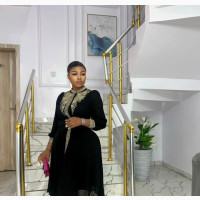 Black Women#039;s Midi Gown Dress - Classic and Elegant