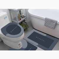 3Pcs Ultra Soft Napa Skin Bath Mat and U-Shaped Toilet Rug