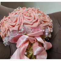 Beautiful Bridal Bouquet with Silver Flowers and Pearls