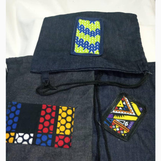 Jean Drawstring Bag - Unisex Backpack in Blue