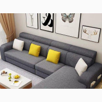 L Shaped Fabric Sofa With Center Table - Home Interiors