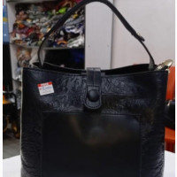 Black Pure Leather Woman#039;s Handbag