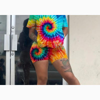 Tie and Dye Colourful Polo Shirt and Shorts