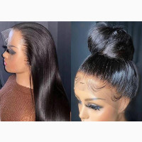 Premium Quality Long Straight Black Closure Wig