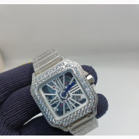 Classic Santos DE Cartier With Iced Bezel Stones - Brand New