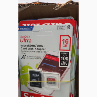 SanDisk Ultra MicroSDHC 16GB Card With Adapter
