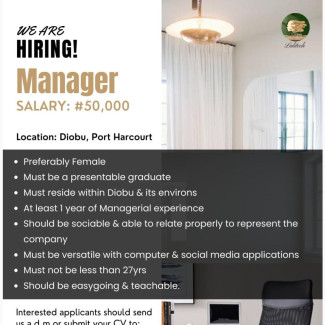 MANAGER Needed at Lalitech Firm