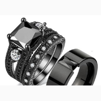 Black Wedding Ring Set Diamond for Couple - Classy and Longlasting