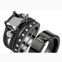 Black Wedding Ring Set Diamond for Couple - Classy and Longlasting