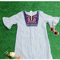 High Quality Striped Cotton Dress - 6 Years Old