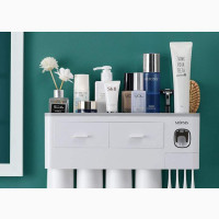 Toothpaste Dispenser with 4 Cups and Drawer