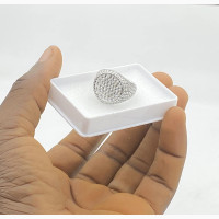 Stylish Dotted Iced Men#039;s Ring Silver