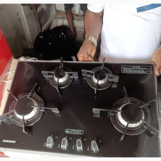 Four Burner Flat Gas Cooker With Glass Top