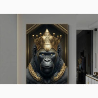 Metal Giraffe Gorilla King Lion Poster Golden Animal Art