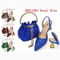 Hot Sale Italian Rhinestone Pumps Shoes And Purse To Match Set