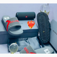 Top Luxury Balenciaga Slides_ash, Black N Red