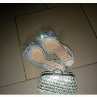 Bridal Shoe and Matching Purse Set - Silver