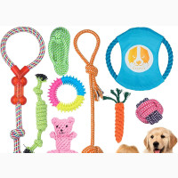 10pcs Pet Toys Interactive Rope Teething Tug of War