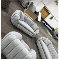 Quality 6 Seater Living Room Blue Fabric Made Sofa Chair