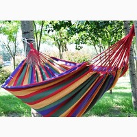 Outdoor Canvas Hammock Bed + Carrier Bag - Multicolour
